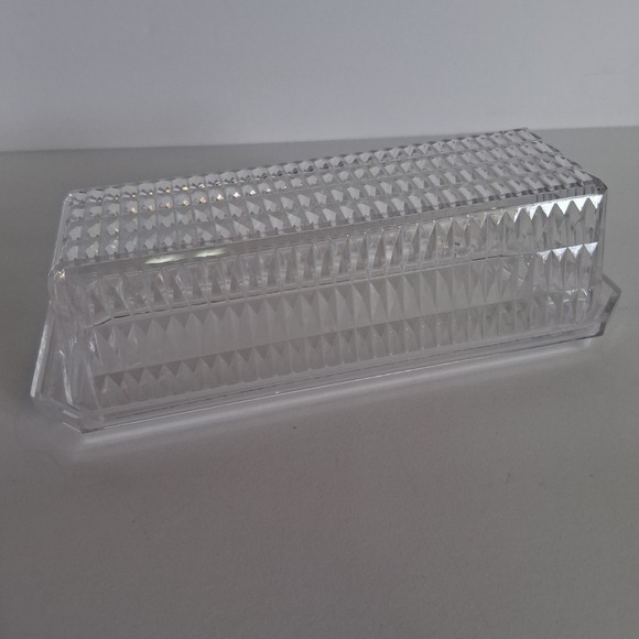 Other - Vintage Arrow Plastics 202 Clear Plastic Diamond Cut Covered Butter Dish USA